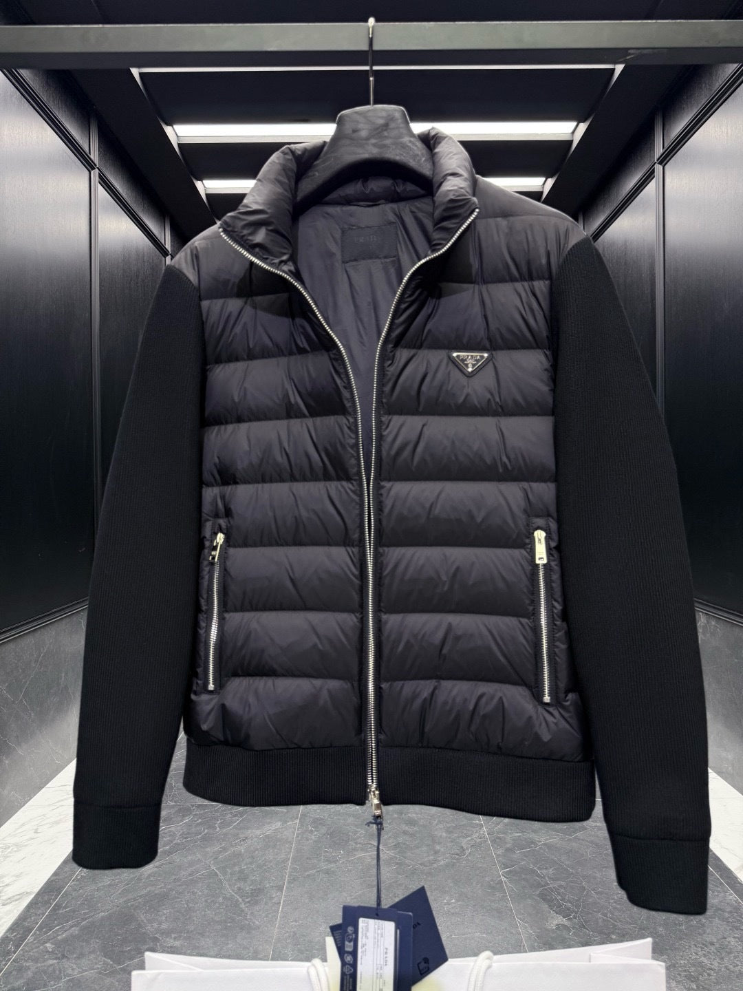 Veste hybride matelassée noire pour homme