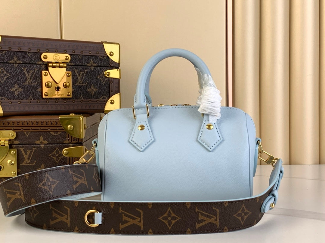 Sac polochon bleu ciel à motif pour femme