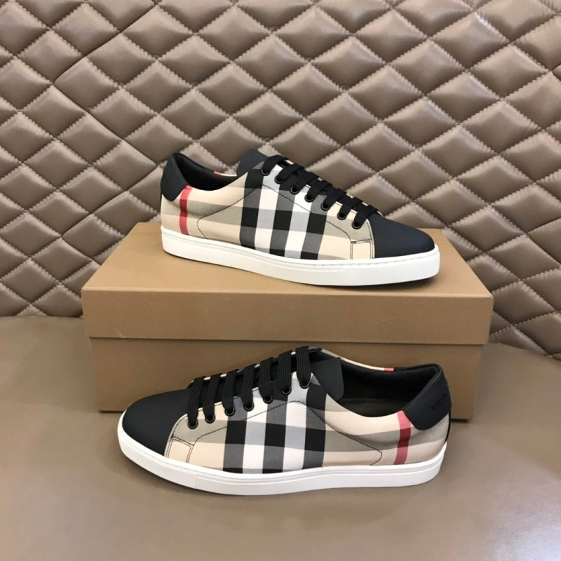 Baskets basses à carreaux beiges pour homme