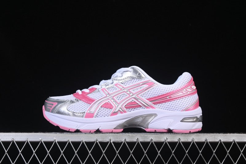 Baskets running blanches et roses pour homme