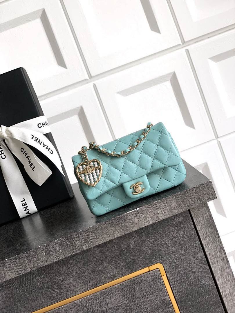 Sac matelassé turquoise pour femme