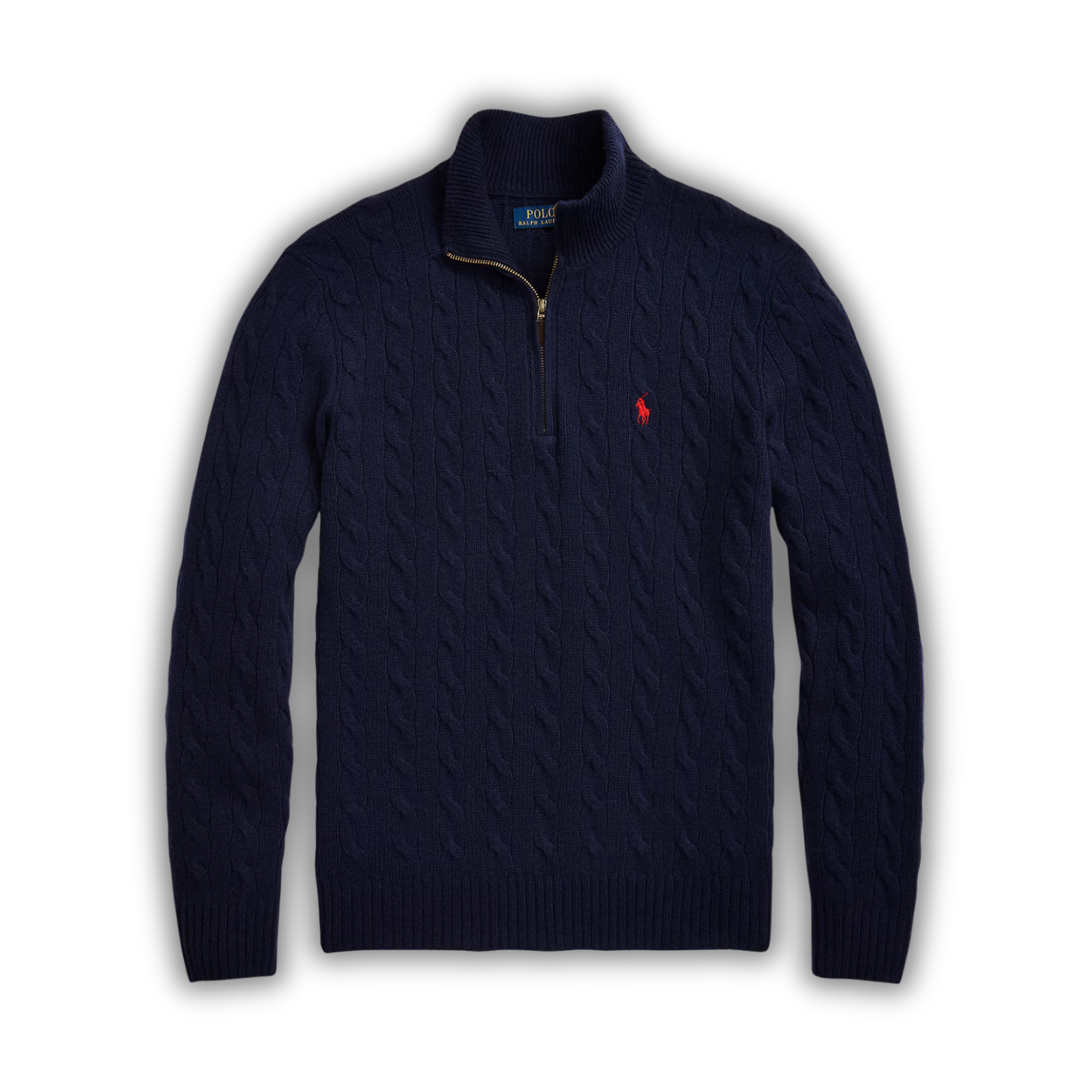 Pull bleu marine torsadé zippé – RALPH LAUREN