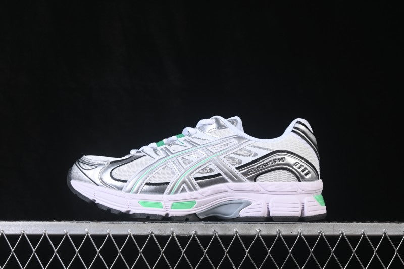 Baskets running blanches et vertes pour homme