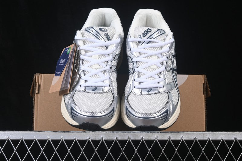 Baskets running argentées et crème pour homme