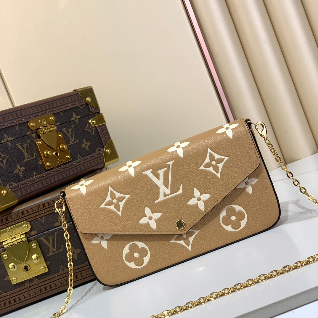 Pochette camel à motif pour femme