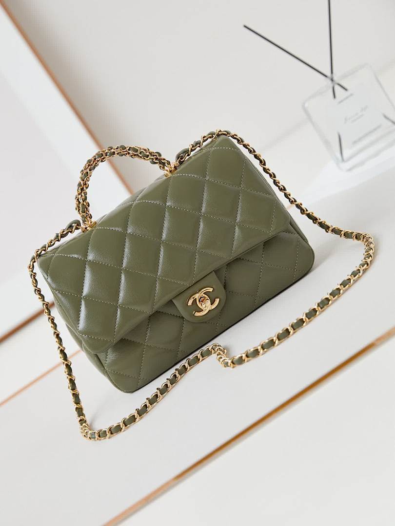 Sac matelassé vert olive à chaîne pour femme