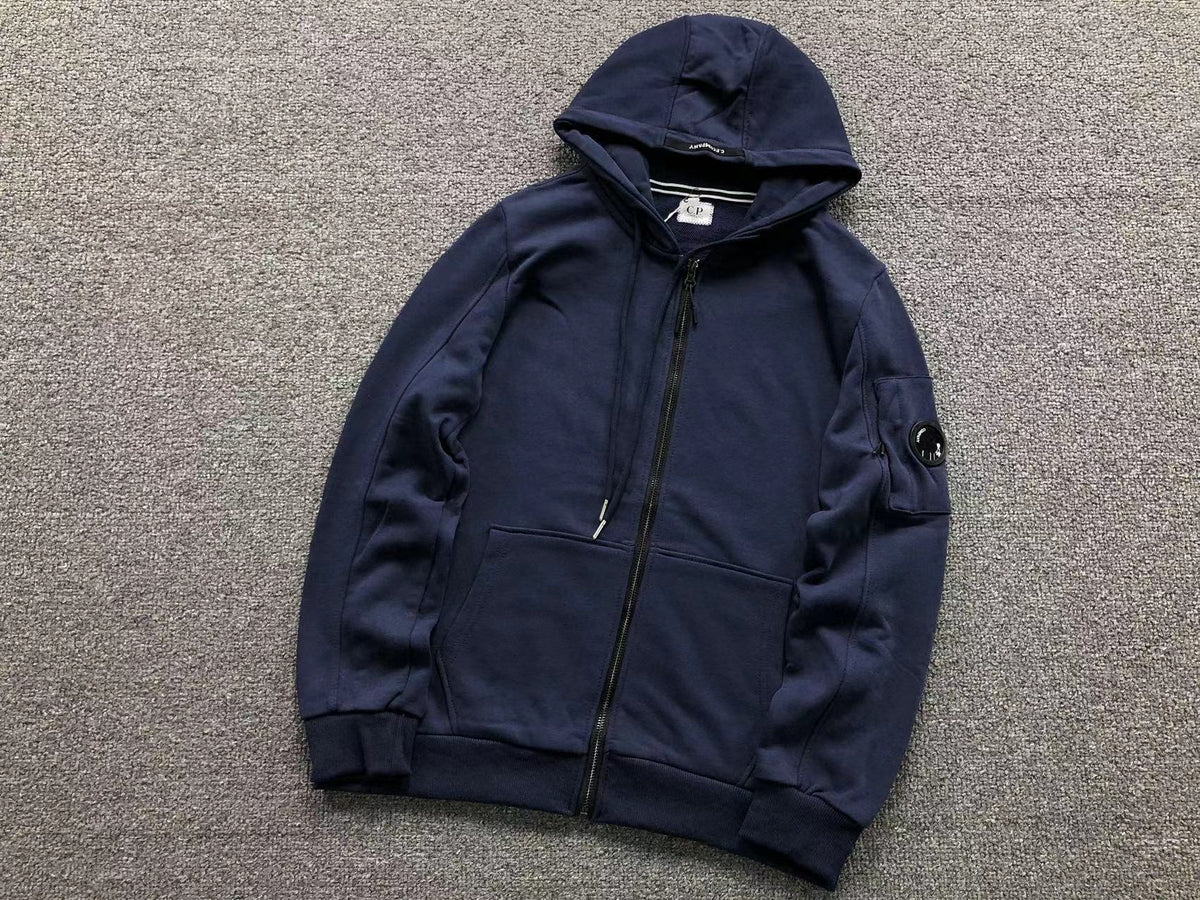 Sweat zippé à capuche bleu marine pour homme