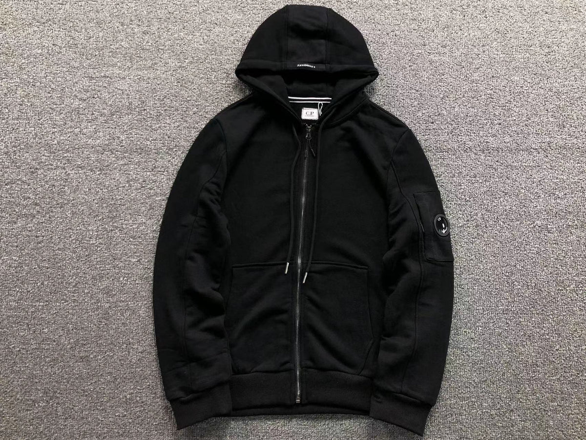 Sweat zippé à capuche noir pour homme