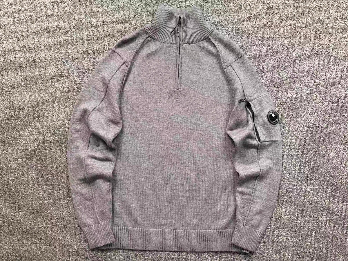 Pull demi-zip gris pour homme