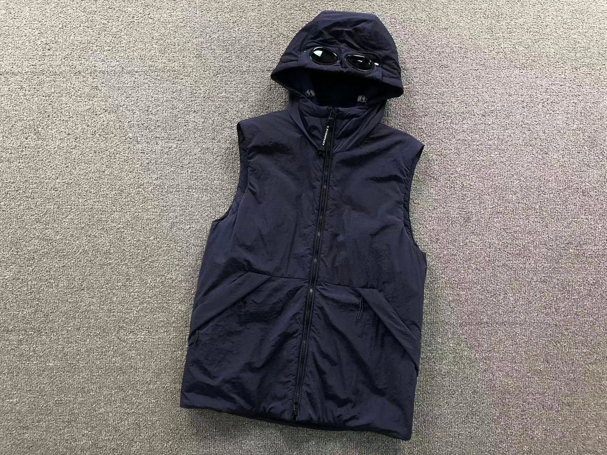 Gilet sans manches à capuche bleu marine pour homme