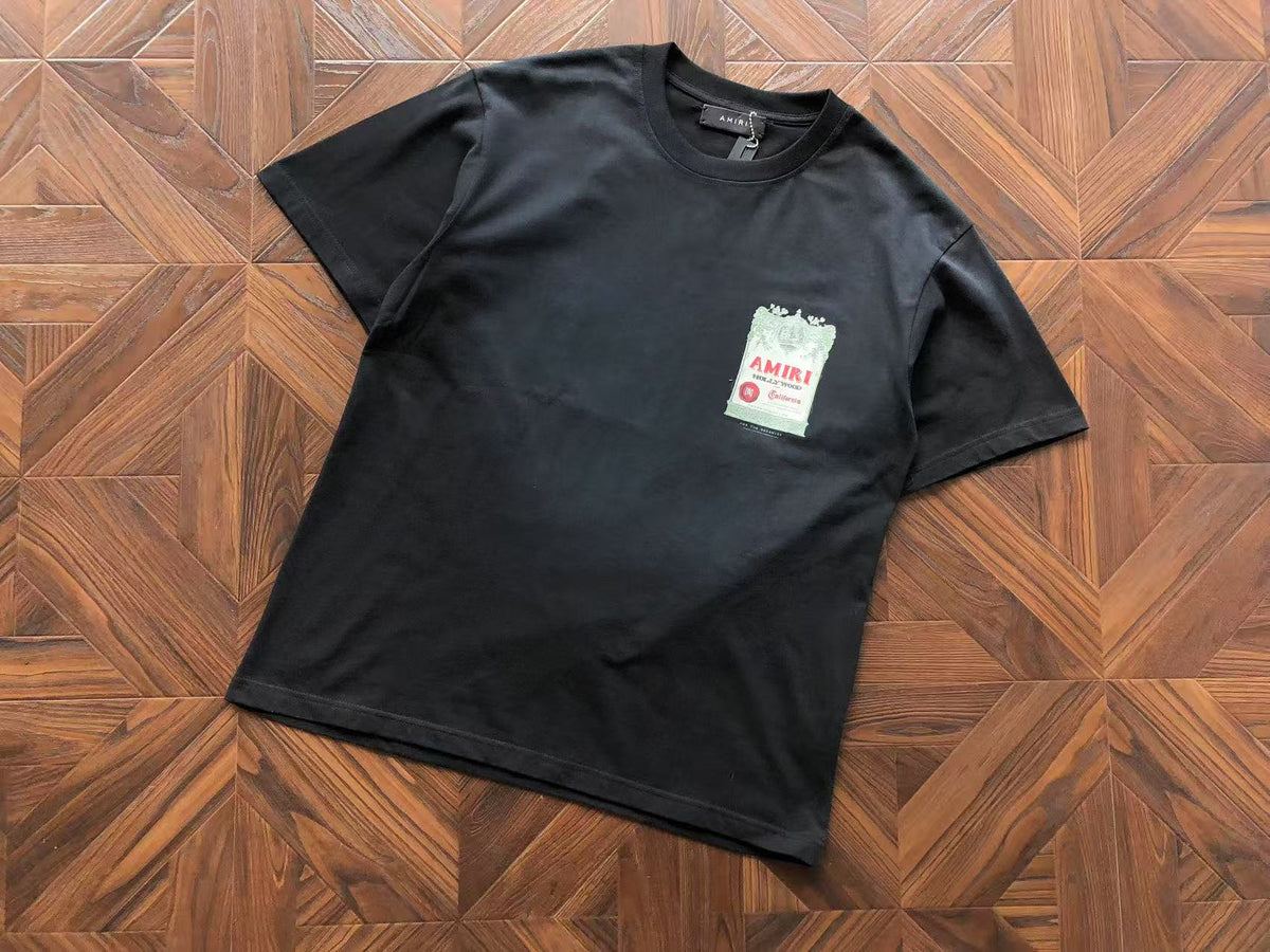 T-shirt noir à étiquette pour homme