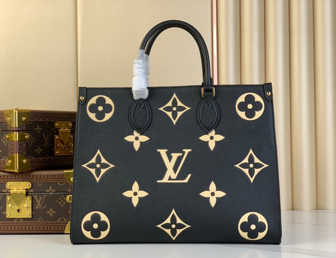 Sac cabas noir à motif pour femme