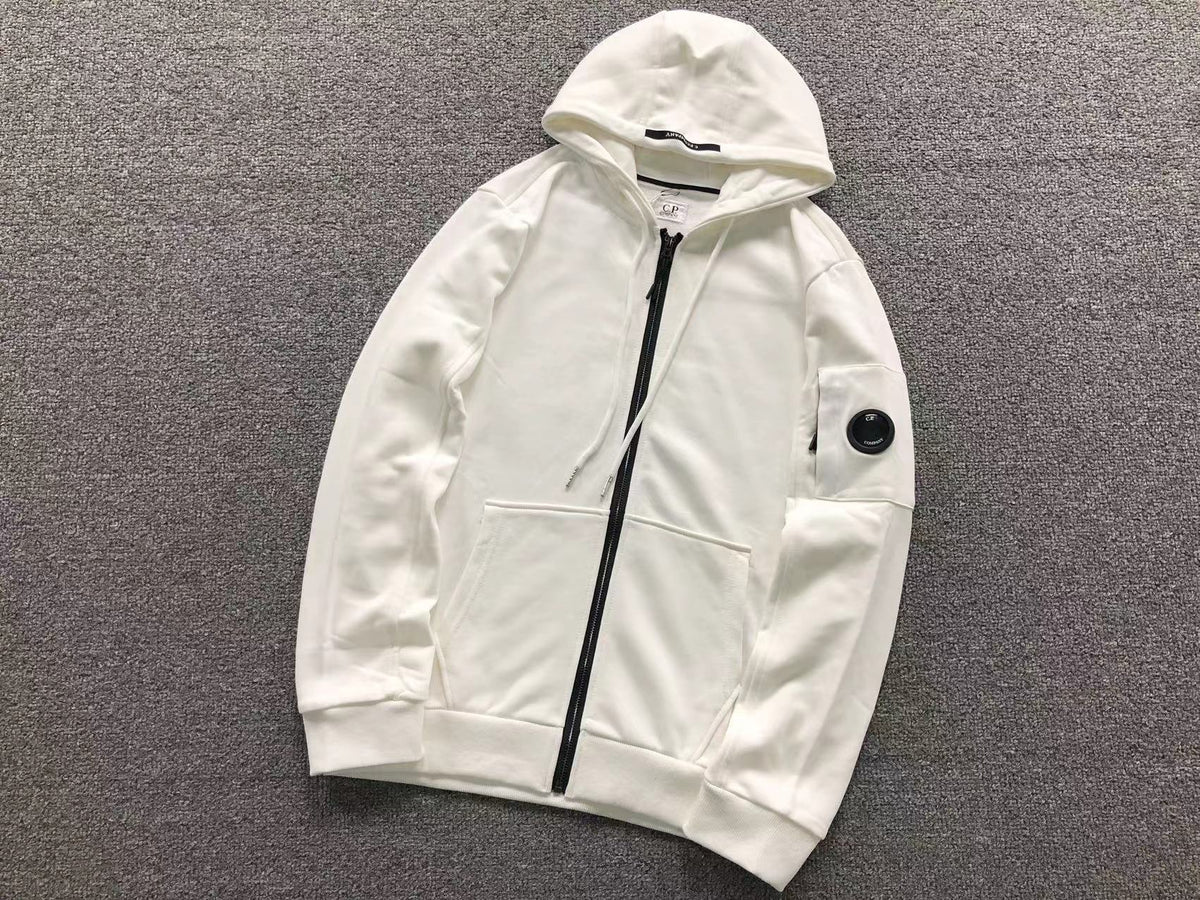 Sweat zippé à capuche blanc pour homme