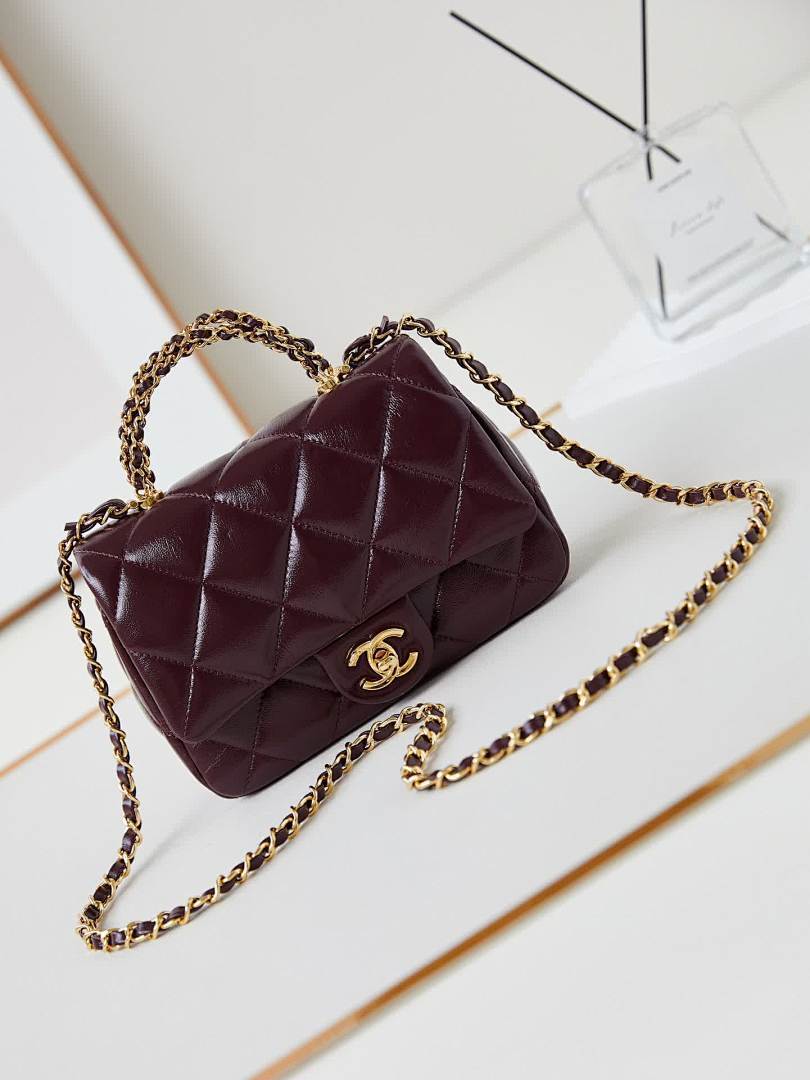 Sac matelassé bordeaux à chaîne pour femme
