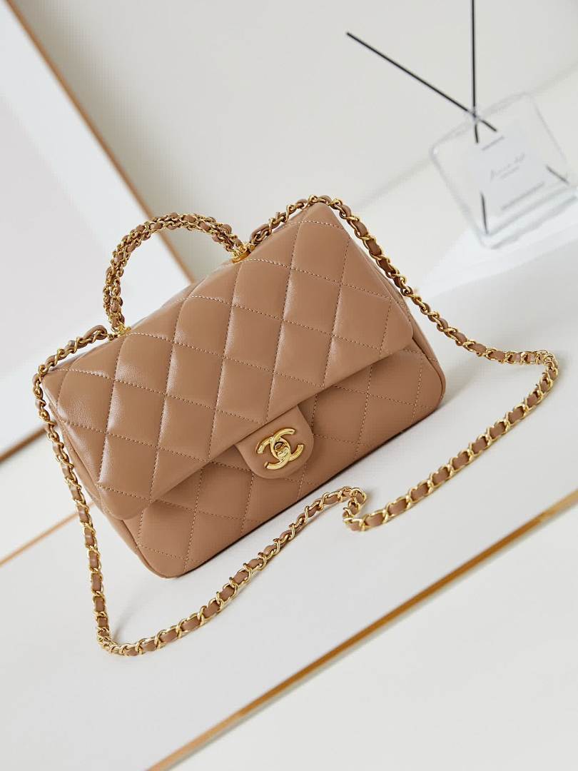 Sac matelassé camel à chaîne pour femme