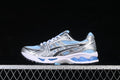 Baskets running argentées et bleu ciel pour homme